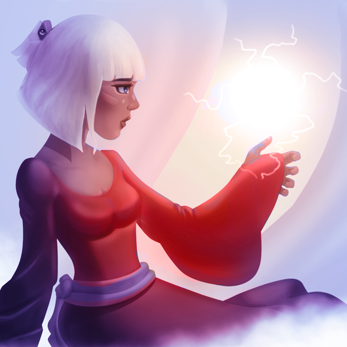Illustration of a young princess practicing magic