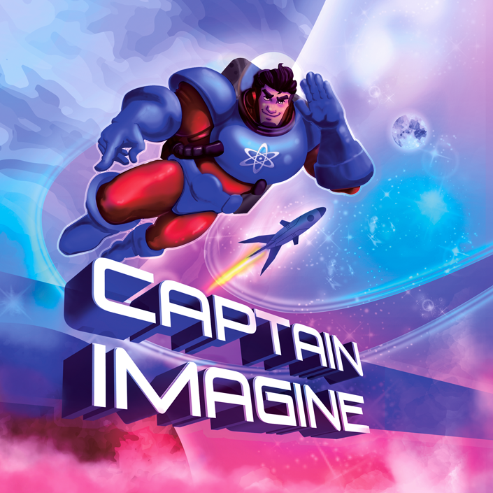 Illustration space superhero flying to the rescue