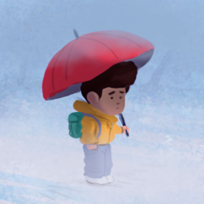 illustration of a little boy sad to go to school